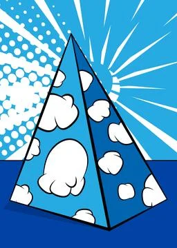 Comic Book Blue Pyarmid pop art Background. Vector wallpaper illustration. .. Stock Illustration