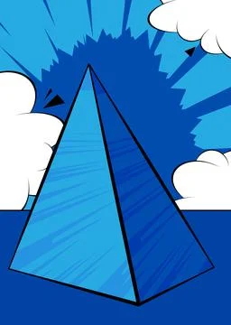 Comic Book Blue Pyarmid pop art Background. Vector wallpaper illustration. .. Stock Illustration