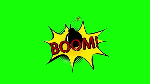 Comic Book Bomb Explosion with Boom Text on Green Screenv (3) Stock-Footage 336713180