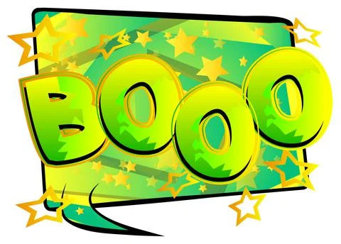 Comic book Booo word effect on bright  abstract background. Vector cartoon il 库存插图