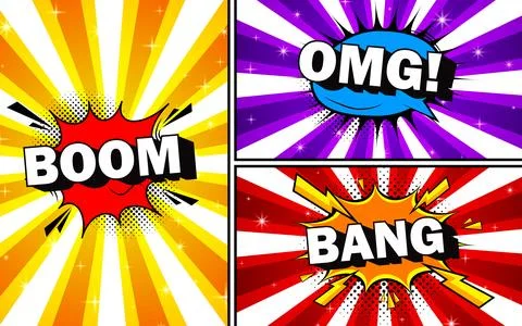 Comic book bubbles. Cartoon explosions funny comical speech clouds, comics .. Stock-Illustration