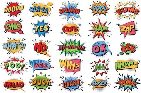 Comic book bubbles doodle set Stock Illustration