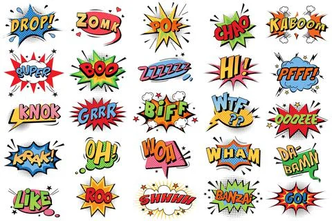 Comic book bubbles doodle set 스톡 일러스트