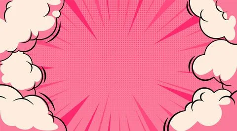 Comic book bursting sky background with clouds Stock Illustration