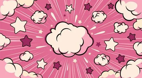 Comic book bursting sky background with clouds Stock Illustration