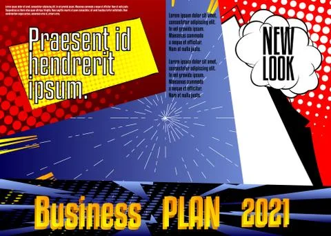 Comic book business presentation template. Vector graphic for company present 스톡 일러스트