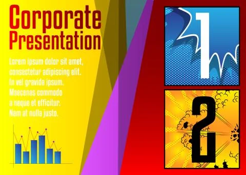 Comic book business presentation template. Vector graphic for company present Stockillustratie