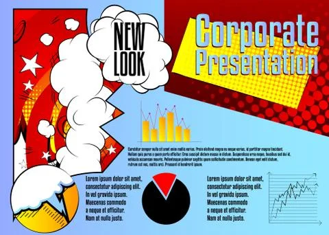 Comic book business presentation template. Vector graphic for company present Stockillustratie