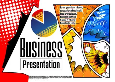 Comic book business presentation template. Vector graphic for company present 库存插图