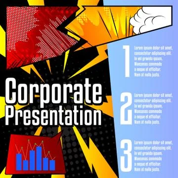 Comic book business presentation template. Vector graphic for company present 스톡 일러스트