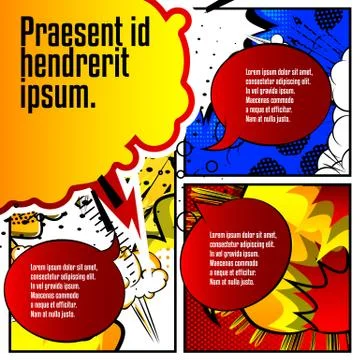Comic book business presentation template. Vector graphic for company present Stock Illustration