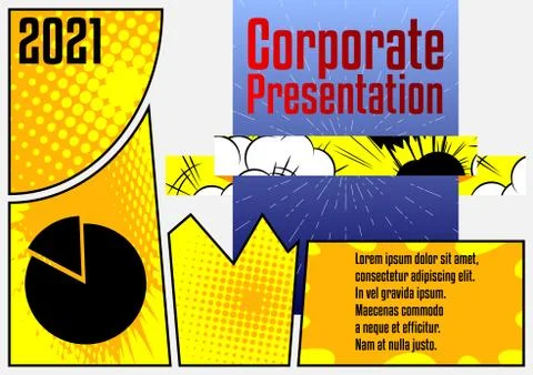 Comic book business presentation template. Vector graphic for company present 库存插图