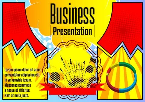 Comic book business presentation template. Vector graphic for company present Stock Illustration