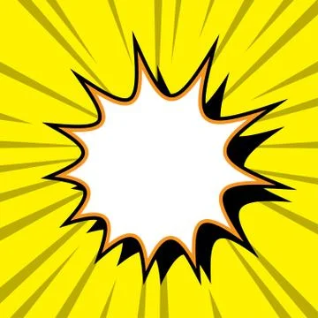 Comic book cartoon background with explosion on yellow background Stock Illustration