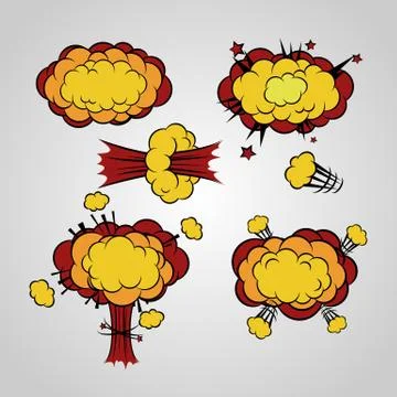 Comic book cartoon explosion cloud set 库存插图