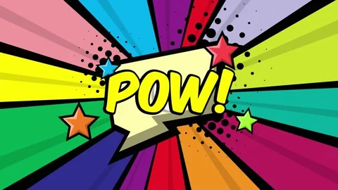 Comic book cartoon speech bubble with pow text. Video stock 147343631