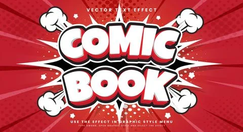 Comic Book Cartoon style 3d editable text effect Stock Illustration