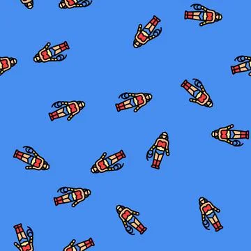 Comic book cosplay female vector seamless pattern Stock Illustration