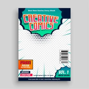Comic book cover template design Stock Illustration
