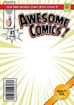 Comic Book Cover Template 스톡 일러스트