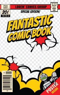 Comic book cover vector template Stock Illustration