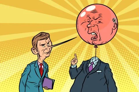 Comic book critic with a long nose and fierce bubble head Stock Illustration