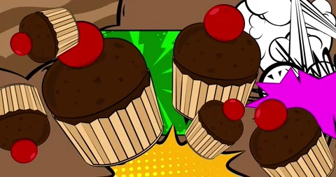 Comic Book Cupcake video Stock Footage 308767214