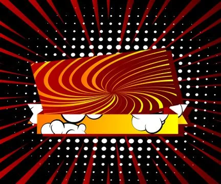 Comic book design colored background with banner and ribbon. Cartoon illustra Illustrazione stock