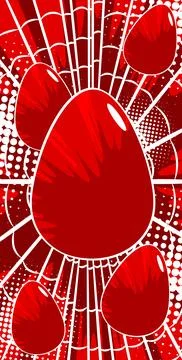 Comic Book Easter background with red eggs and background. Comics abstract .. Stock Illustration