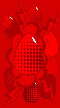 Comic Book Easter background with red eggs and background. Comics abstract .. Illustrazione stock