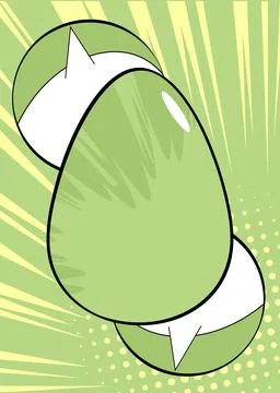 Comic book Easter banner with pastel green and yellow colored Egg. Comics a.. Illustrazione stock