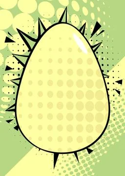 Comic book Easter banner with pastel green and yellow colored Egg. Comics a.. Stock Illustration