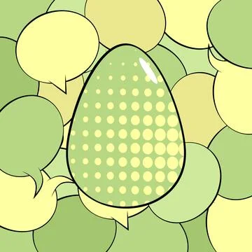Comic book Easter banner with pastel green and yellow colored Egg. Comics a.. Stock Illustration
