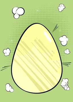 Comic book Easter banner with pastel green and yellow colored Egg. Comics a.. Stock Illustration