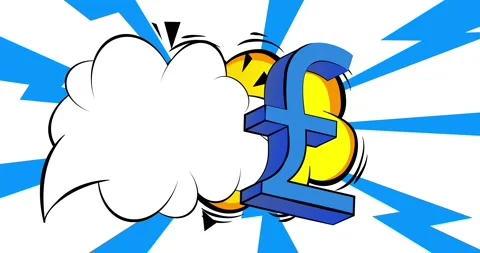 Comic Book English Pound sign with speech bubble Stock Footage 336647809