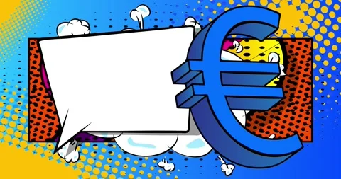 Comic Book Euro Sign with speech bubble animation Stock Footage 326793658