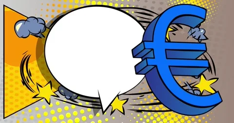 Comic Book Euro Sign with speech bubble video Stock Footage 326793659
