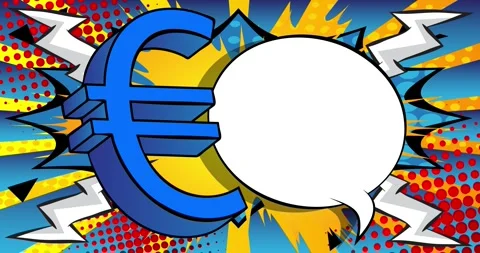 Comic Book Euro Sign with speech bubble Stock Footage 326793660