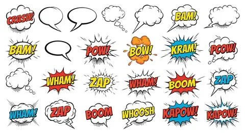 Comic book explosion and speech bubbles Stock Illustration