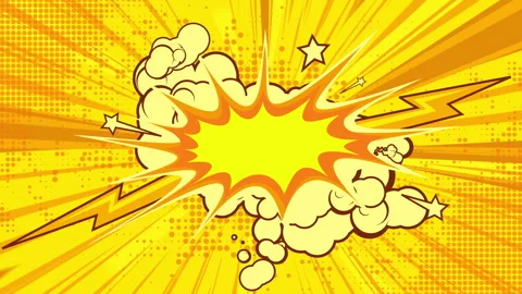 Comic book explosion drawing on retro pop art background Stock Footage 328623498