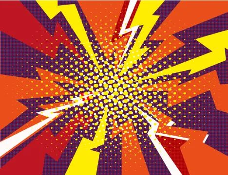 Comic book explosion ray red yellow purple background vector illustration Stock Illustration