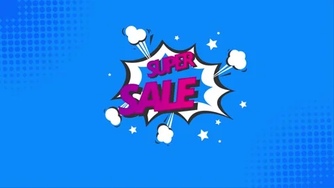 Comic book explosion speech bubble on a blue halftone background Stock Footage 346844922