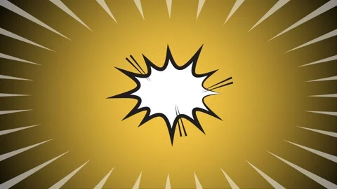 Comic book explosion speech bubble with golden radial speed lines background Vídeo Stock 346845030