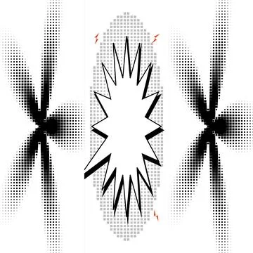 Comic Book Explosion Speech Bubble Design with Halftone Patterns and Graphics Ilustración de archivo