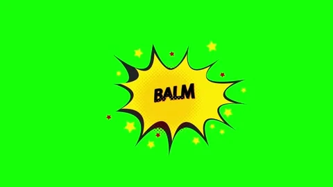 Comic Book Explosion Text BALM on Green Screen - Pop Art Loop Stock Footage 336703942