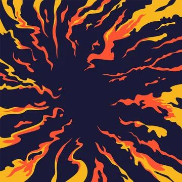 Comic book flame background. Cartoon explosion element. Boom cloud and flame Stock Illustration