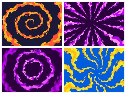 Comic book flames backgrounds. Cartoon explosion elements. Boom cloud and flame 스톡 일러스트