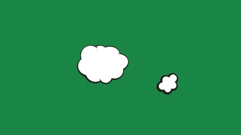 Comic Book Fluffy Dream Cloud Bubble 2D Animation on Green Screen Vídeos de archivo 336578574