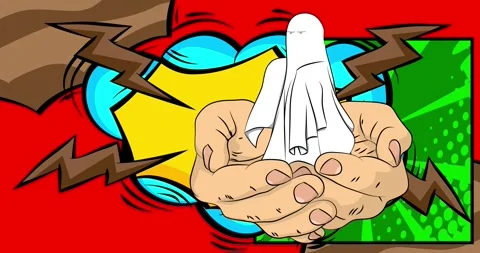 Comic book ghost in hand animation Stock Footage 287526176