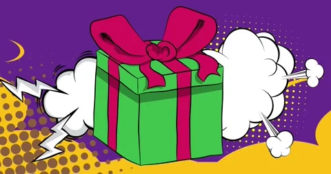 Comic Book Gift Box Stock Footage 294462564